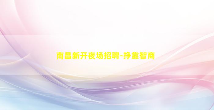 南昌新开夜场招聘-挣靠智商